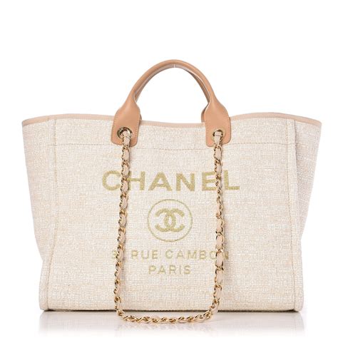 chanel deauville tote large light beige